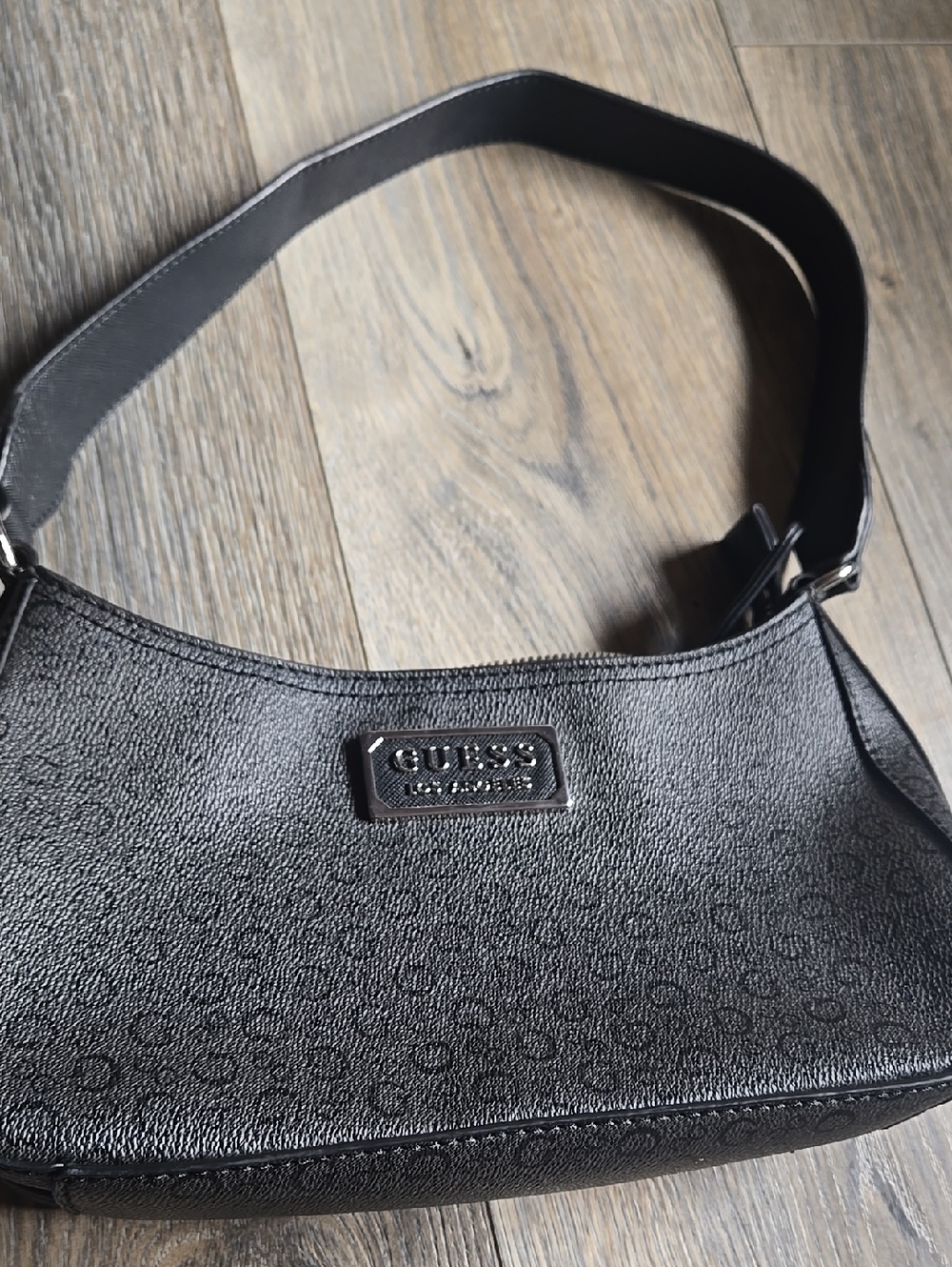 GUESS Dark Grey Monogram Shoulder Bag
